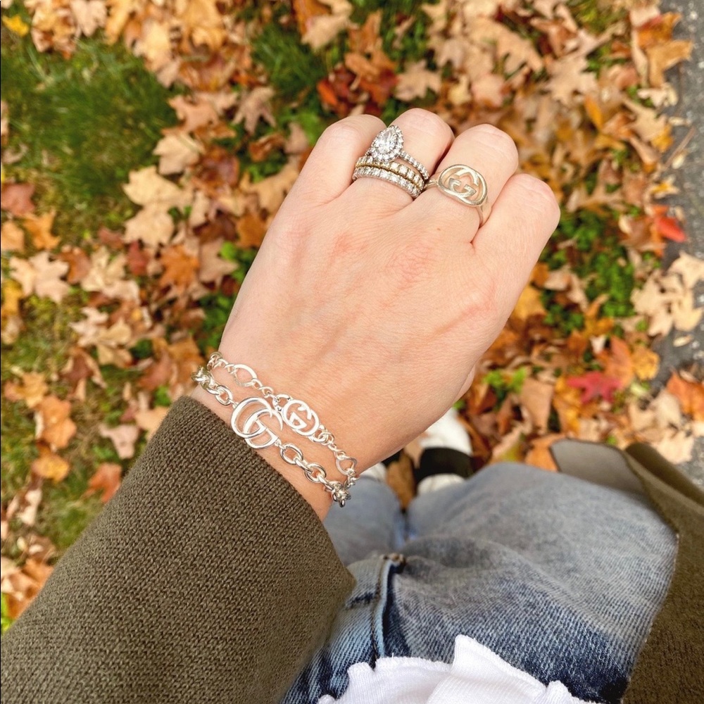 Repurposed Silver Gucci Charm Chain Bracelet